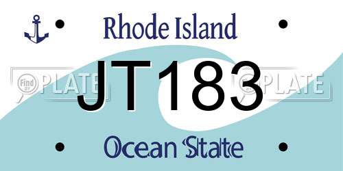 JT183 Rhode Island License Plate