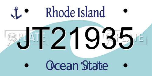 JT21935 Rhode Island License Plate
