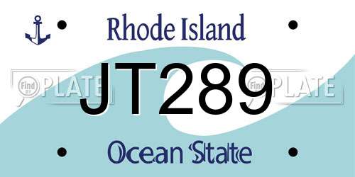 JT289 Rhode Island License Plate