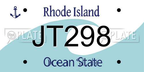 JT298 Rhode Island License Plate