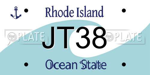 JT38 Rhode Island License Plate