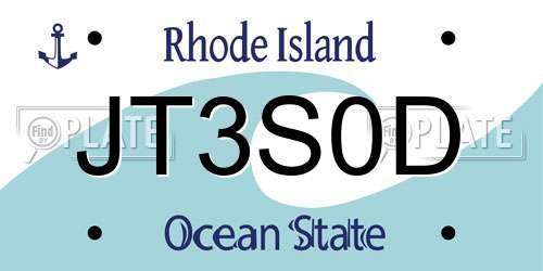 JT3S0D Rhode Island License Plate