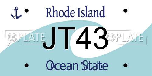 JT43 Rhode Island License Plate