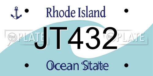JT432 Rhode Island License Plate