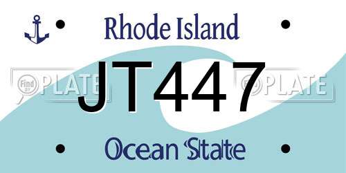 JT447 Rhode Island License Plate