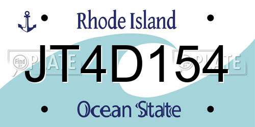 JT4D154 Rhode Island License Plate