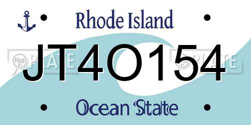 JT4O154 Rhode Island License Plate