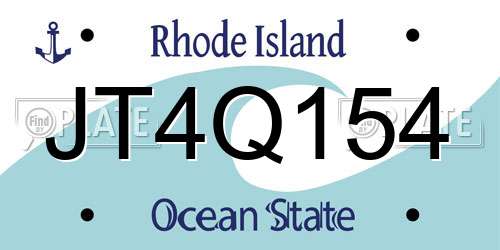 JT4Q154 Rhode Island License Plate