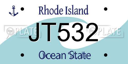 JT532 Rhode Island License Plate