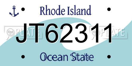 JT62311 Rhode Island License Plate