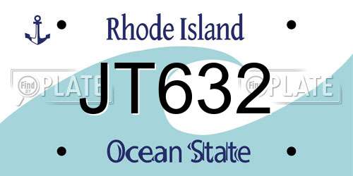 JT632 Rhode Island License Plate