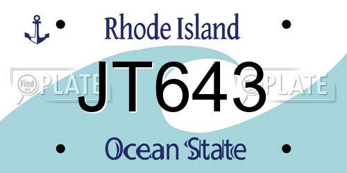 JT643 Rhode Island License Plate