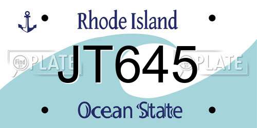 JT645 Rhode Island License Plate