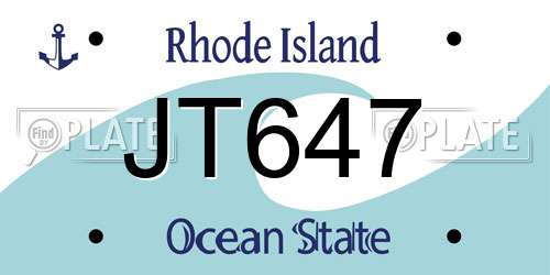 JT647 Rhode Island License Plate
