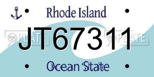 JT67311 Rhode Island License Plate