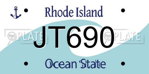 JT690 Rhode Island License Plate