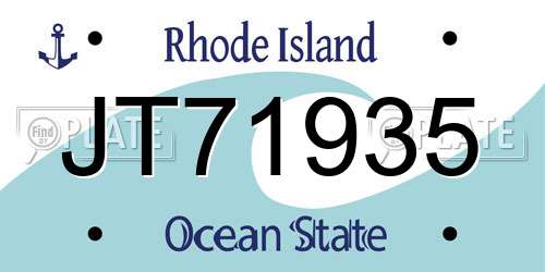 JT71935 Rhode Island License Plate