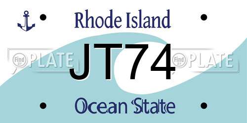 JT74 Rhode Island License Plate