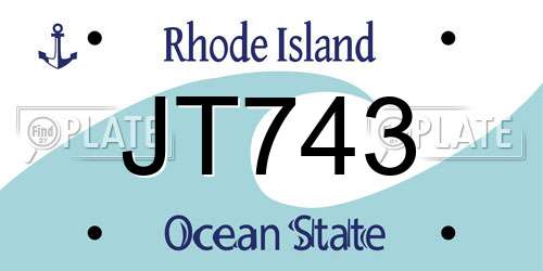 JT743 Rhode Island License Plate