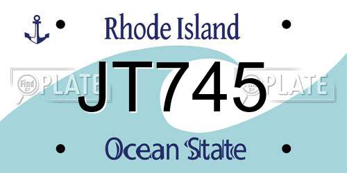 JT745 Rhode Island License Plate