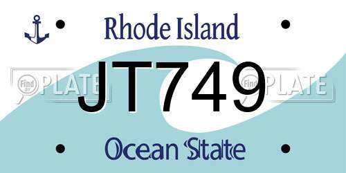 JT749 Rhode Island License Plate