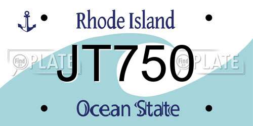 JT750 Rhode Island License Plate