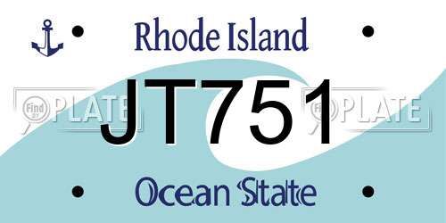 JT751 Rhode Island License Plate