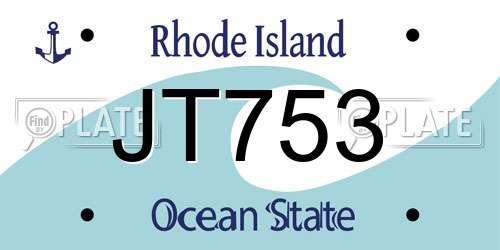 JT753 Rhode Island License Plate