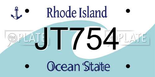 JT754 Rhode Island License Plate