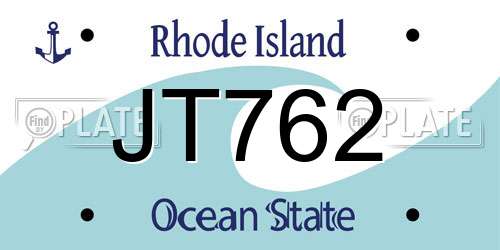 JT762 Rhode Island License Plate