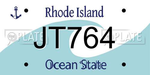 JT764 Rhode Island License Plate