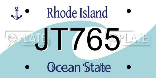 JT765 Rhode Island License Plate