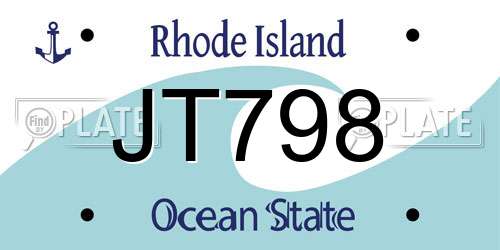 JT798 Rhode Island License Plate