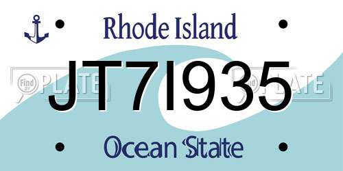 JT7I935 Rhode Island License Plate