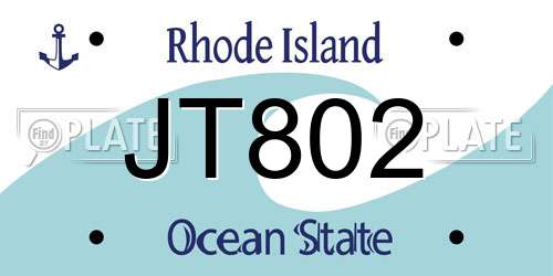 JT802 Rhode Island License Plate