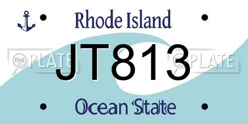 JT813 Rhode Island License Plate
