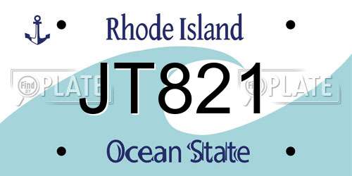 JT821 Rhode Island License Plate