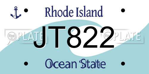 JT822 Rhode Island License Plate