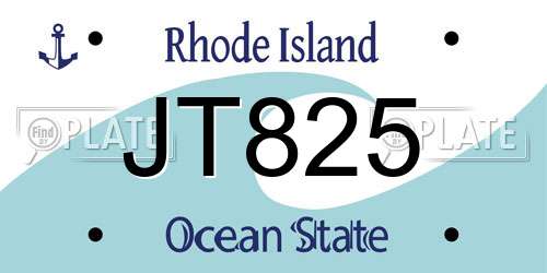 JT825 Rhode Island License Plate