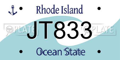 JT833 Rhode Island License Plate