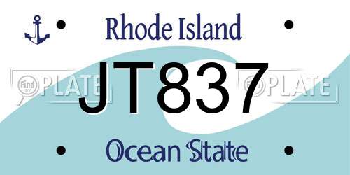 JT837 Rhode Island License Plate
