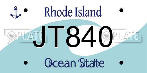 JT840 Rhode Island License Plate