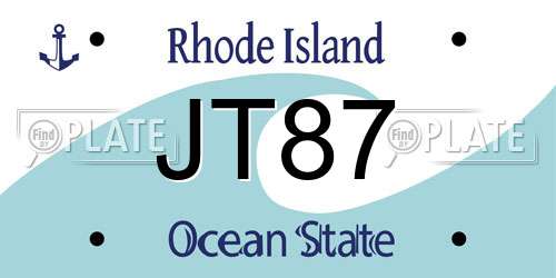 JT87 Rhode Island License Plate
