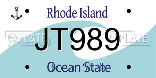 JT989 Rhode Island License Plate