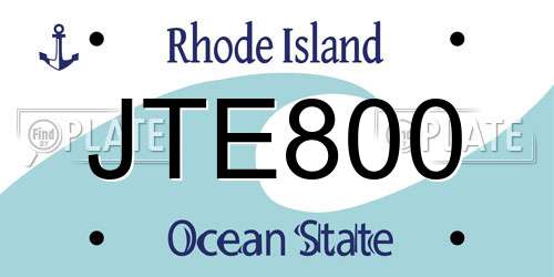 JTE800 Rhode Island License Plate