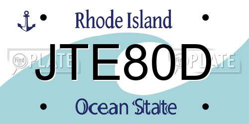 JTE80D Rhode Island License Plate