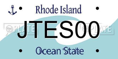JTES00 Rhode Island License Plate