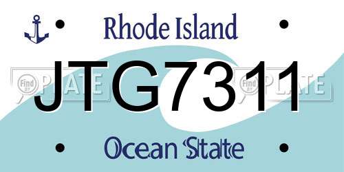 JTG7311 Rhode Island License Plate