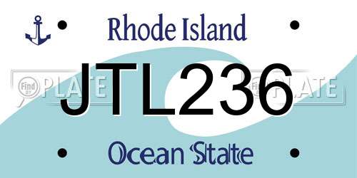 JTL236 Rhode Island License Plate