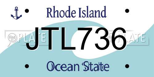 JTL736 Rhode Island License Plate